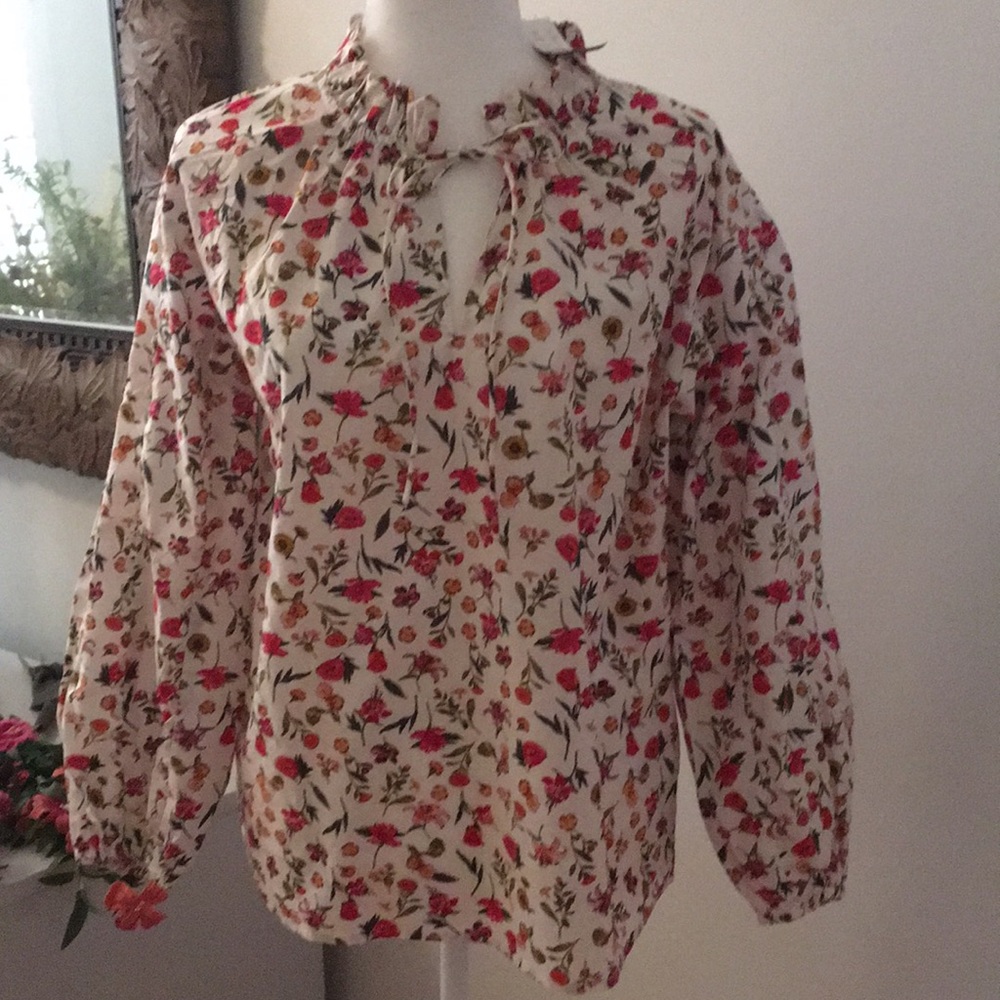 “J Crew” Peasant Ruffled neck top NWT